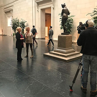 Margaret Leslie Davis with BBC America's Jane O'Brien at the National Gallery of Art, Washington DC